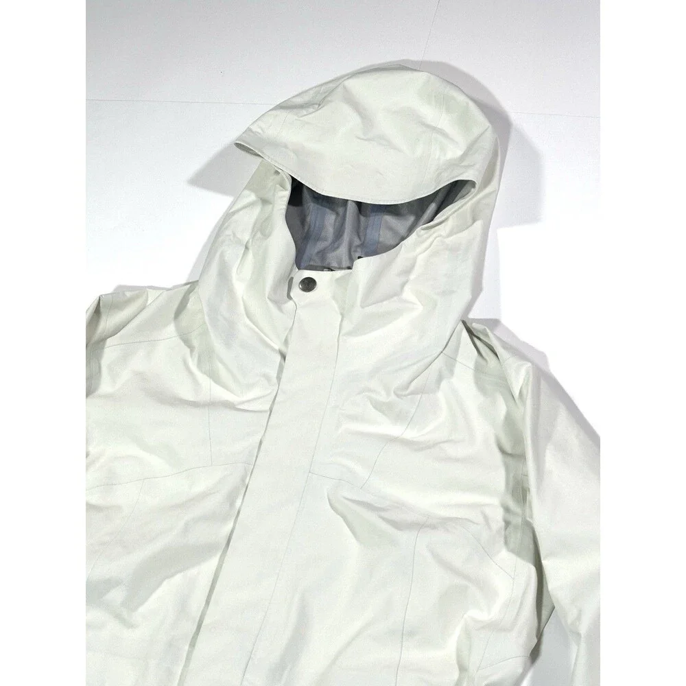 Arc’teryx Goretex Women Rain Jacket White Long Parka Size S Cream Gray Hooded - Picture 8 of 16